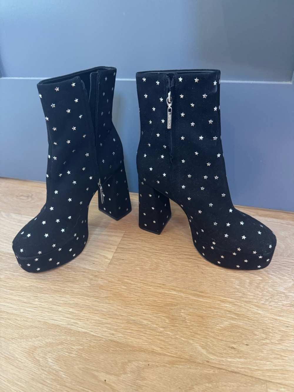 Nordstrom Black Star-Studded Platform Ankle Boots